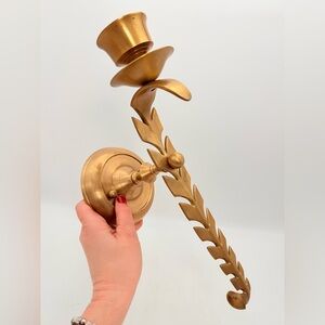 Vintage Bombay Company Brass Acanthus Leaf Wall Candle Sconce | boho lighting
